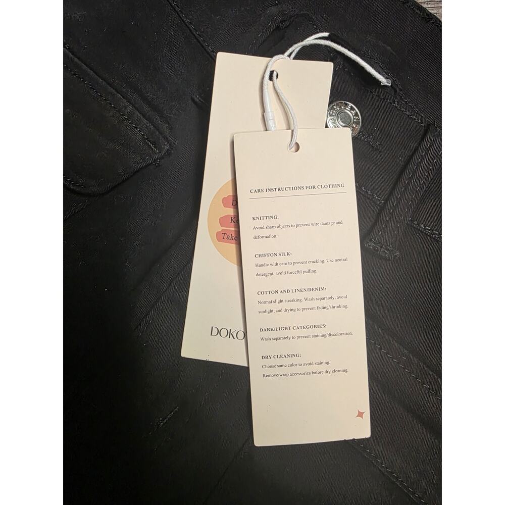 DOKOTOO Pants Womens Size 10 Black Wide Leg Utility Patch Pocket Stretch NWT - Picture 5 of 8